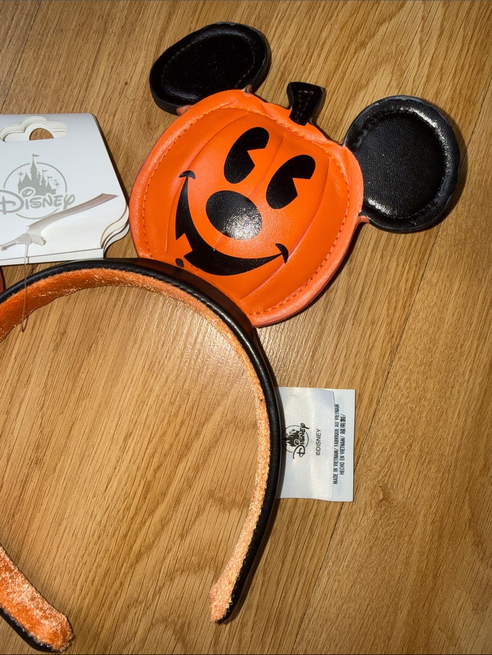 NWT Disneyland Parks Orange Pumpkin Mickey Ears Headband Halloween Jack Lantern - Picture 3 of 5
